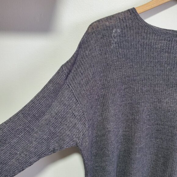 EILEEN FISHER Organic Linen Delave Crew Neck Tunic Top LS Boxy Grey Women's XL - Picture 4 of 12